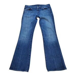 7 FOR ALL MANKIND SZ 32 Low-rise Bootcut Distressed Blue Jeans